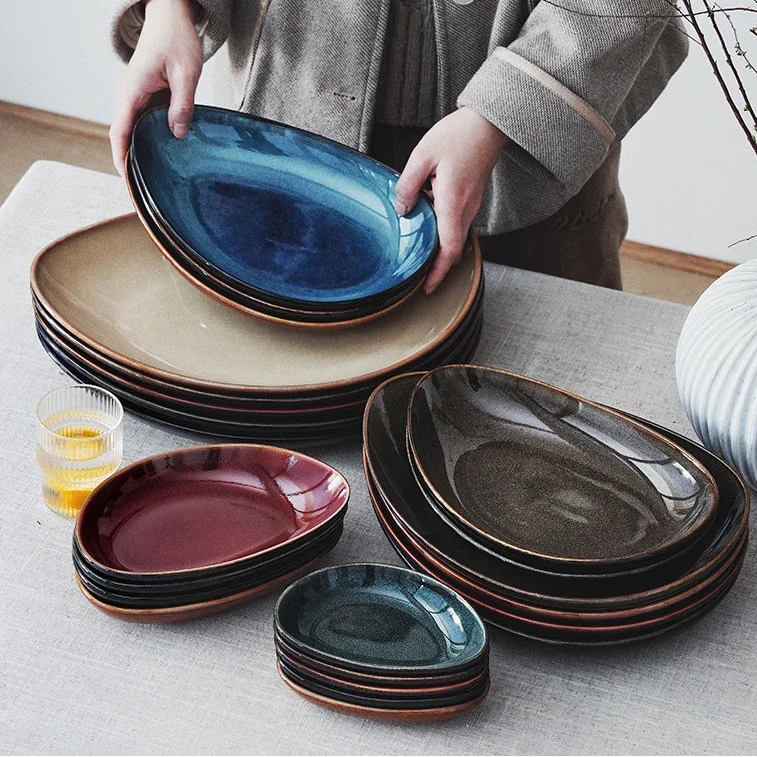 Kiln-Change Ceramic Triangle Deep Dinner Plate