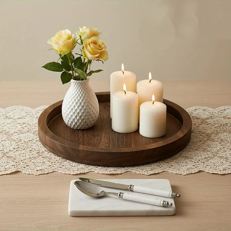 Rustic Round Wooden Tray