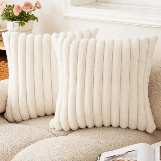 Faux Rabbit Fur Textured Cushion Cover