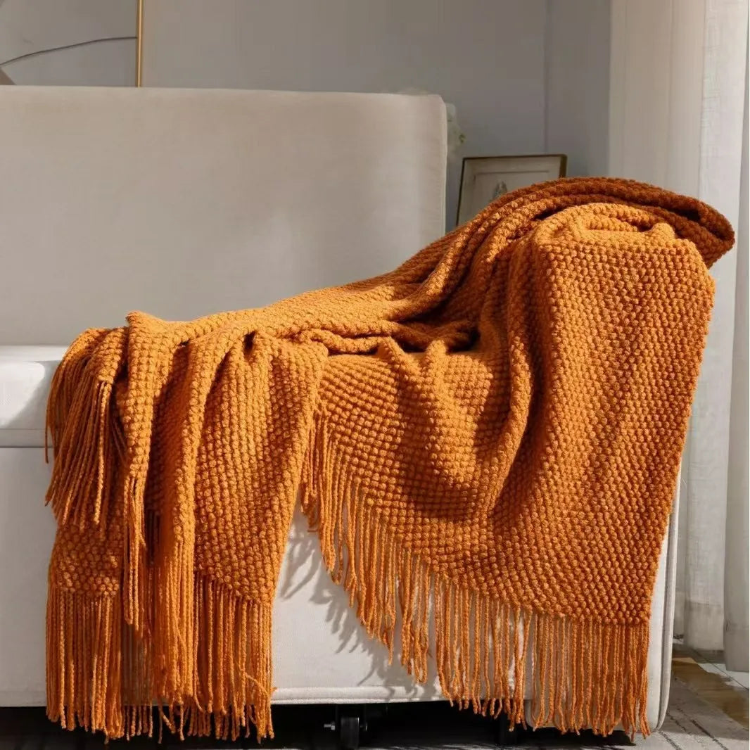Textured Tassel Lap Blanket