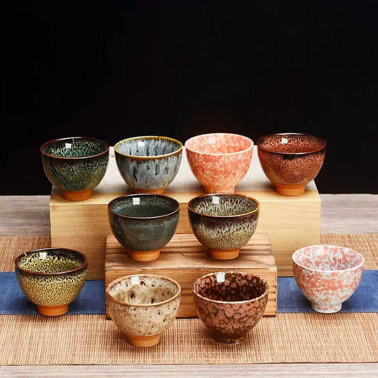 Temmoku Glaze Ceramic Tea Cup Set