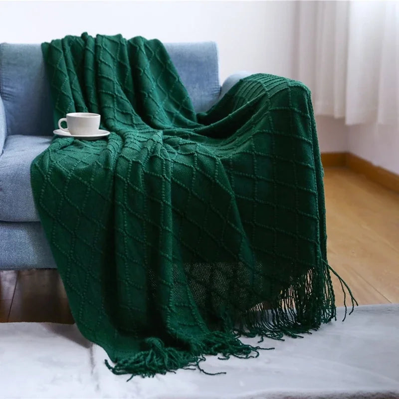 Nordic Knitted Tassel Throw Blanket