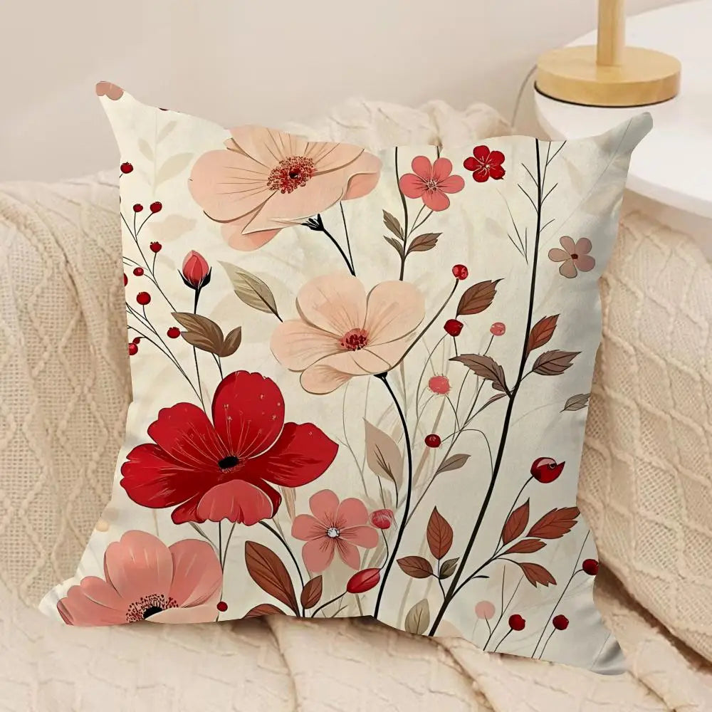 Romantic Floral Plush Cushion Cover